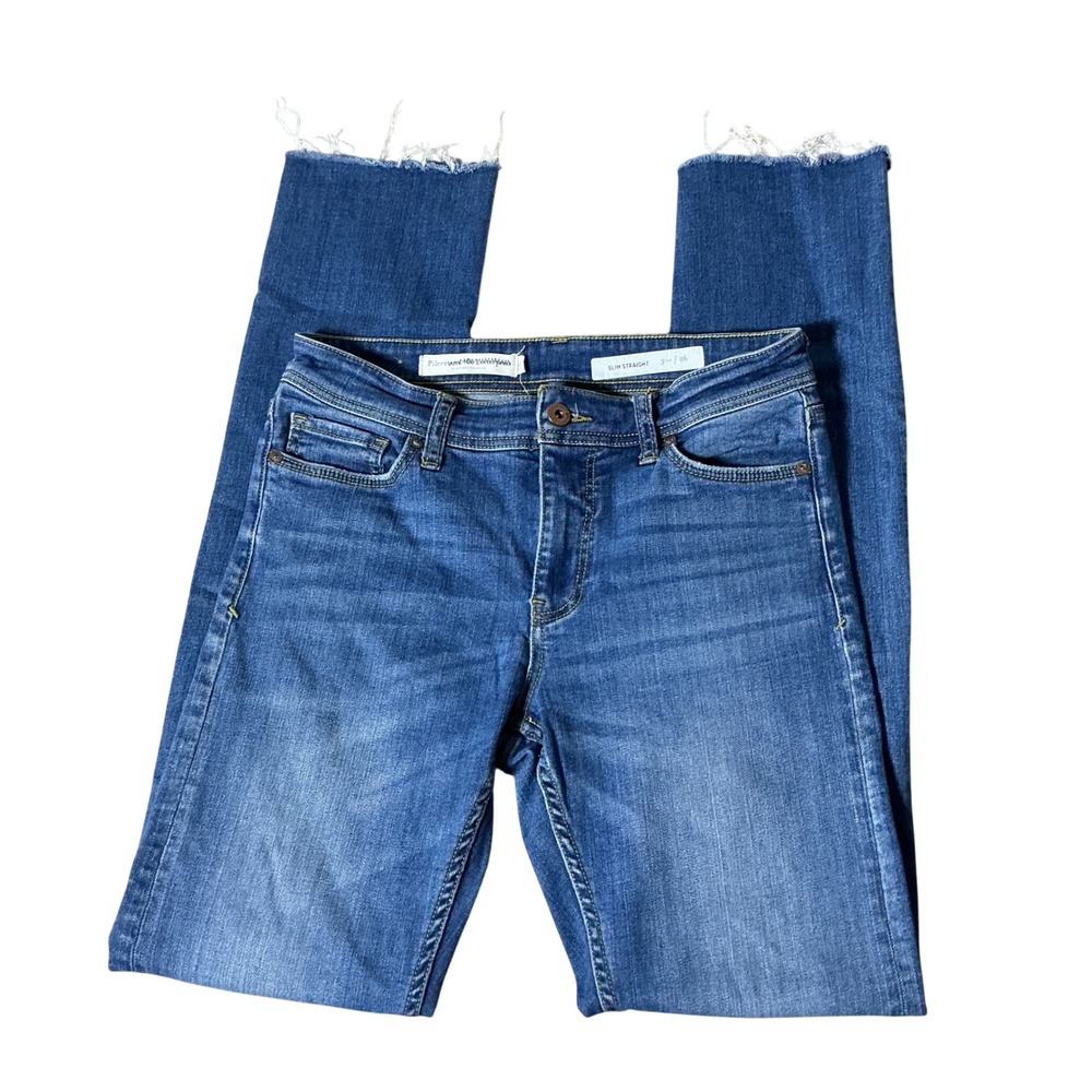 Pilcro and the Letterpress Anthropologie Indie Slim Straight Raw Hem Jeans 26